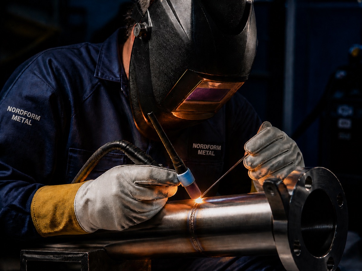 Precision metalworking and welding at the NordForm Metal facility in Dobele, Latvia